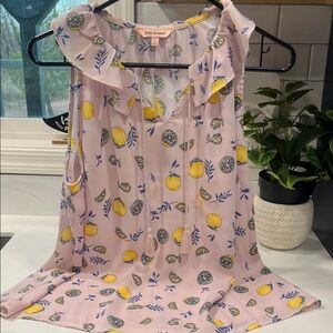 Juicy Couture Pink Lemon Pattern Top